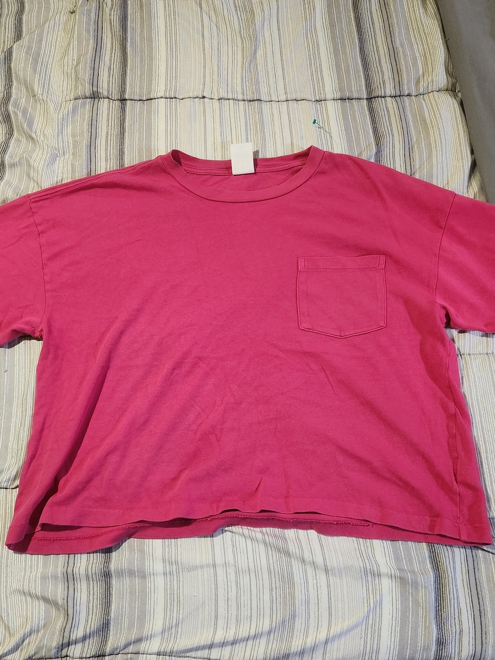 GAP Hot Pink Crop Tee with Chest Pocket